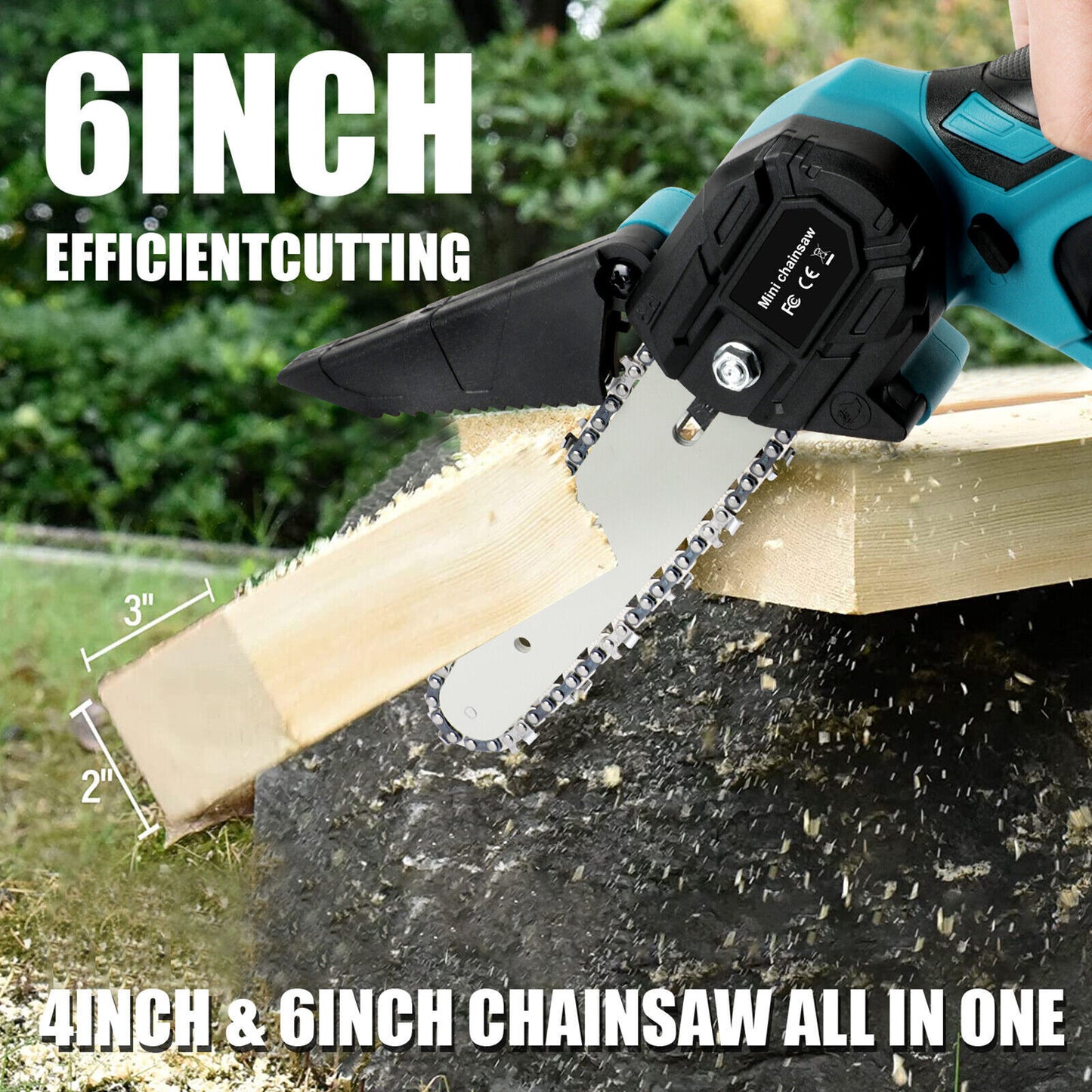 6” Cordless Electric Chainsaw – Rechargeable, Lightweight Wood Cutter with Battery & Charger