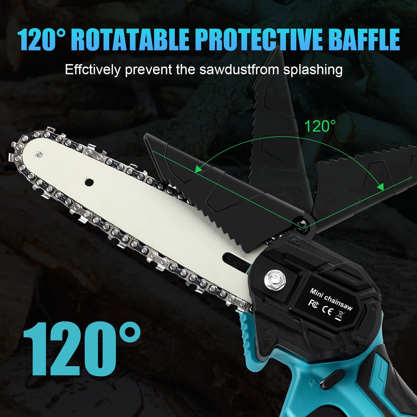 6” Cordless Electric Chainsaw – Rechargeable, Lightweight Wood Cutter with Battery & Charger