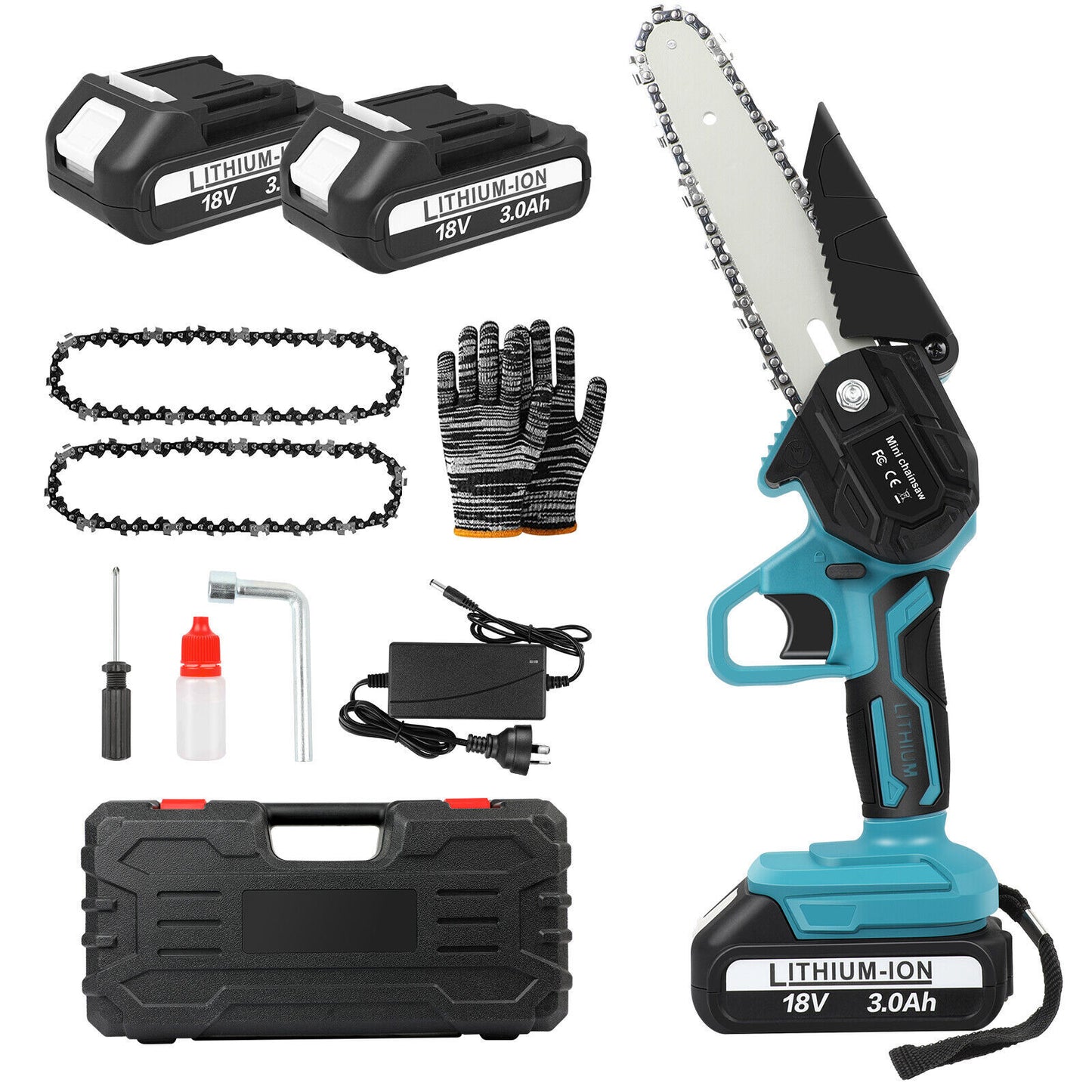6” Cordless Electric Chainsaw – Rechargeable, Lightweight Wood Cutter with Battery & Charger