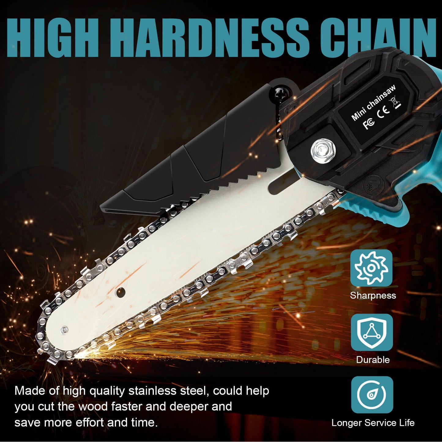 6” Cordless Electric Chainsaw – Rechargeable, Lightweight Wood Cutter with Battery & Charger